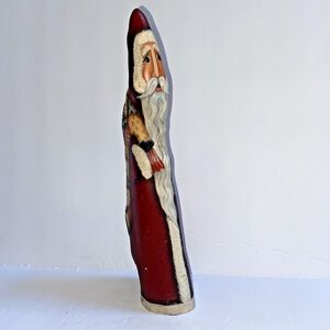 Wood'n Nichols Santa Unique Wood Carved 11.5” Tall Signed L. Nichols Folk Art